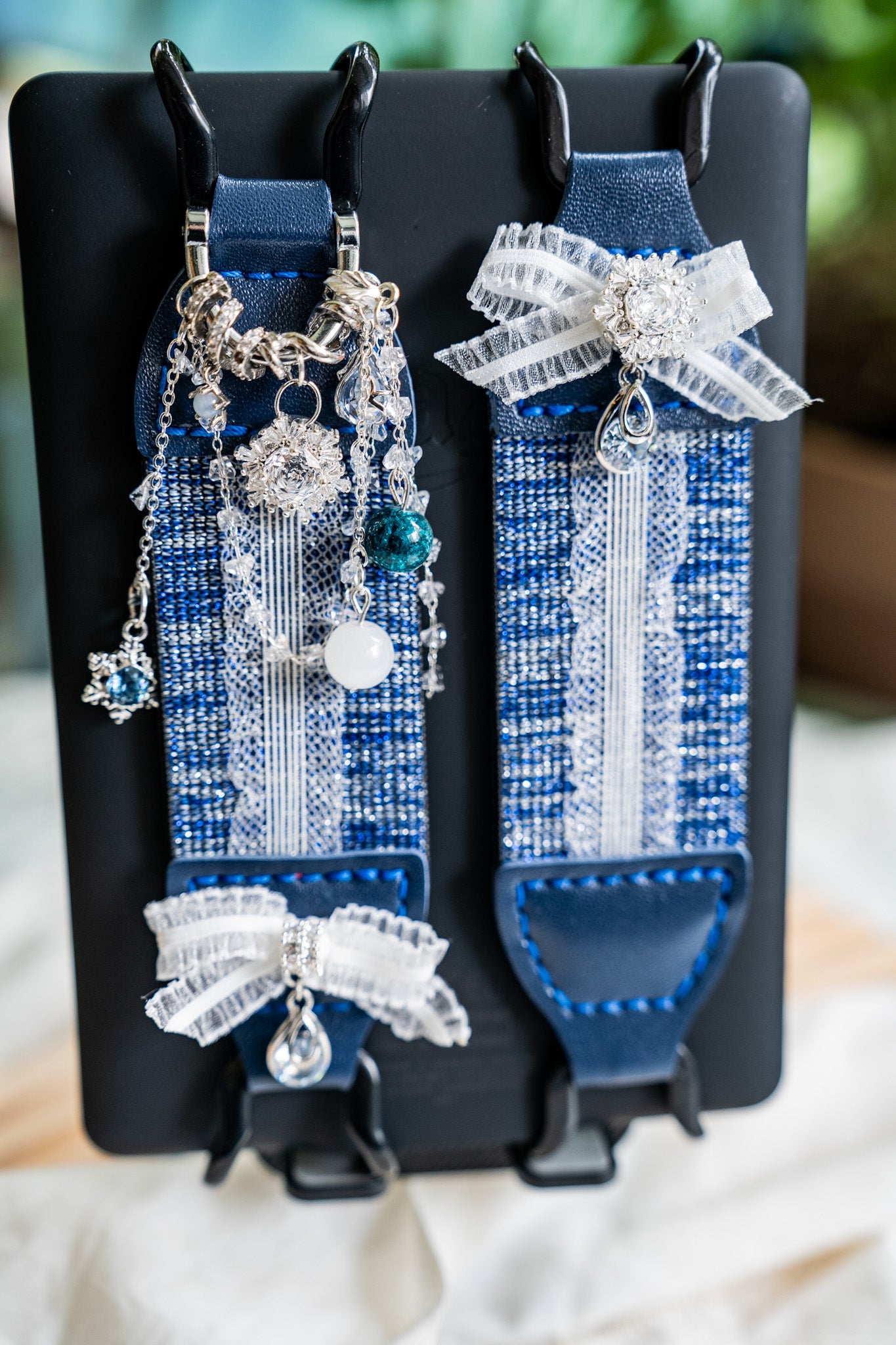 Handmade Custom | High-End Gothic Blue Lace with Charms